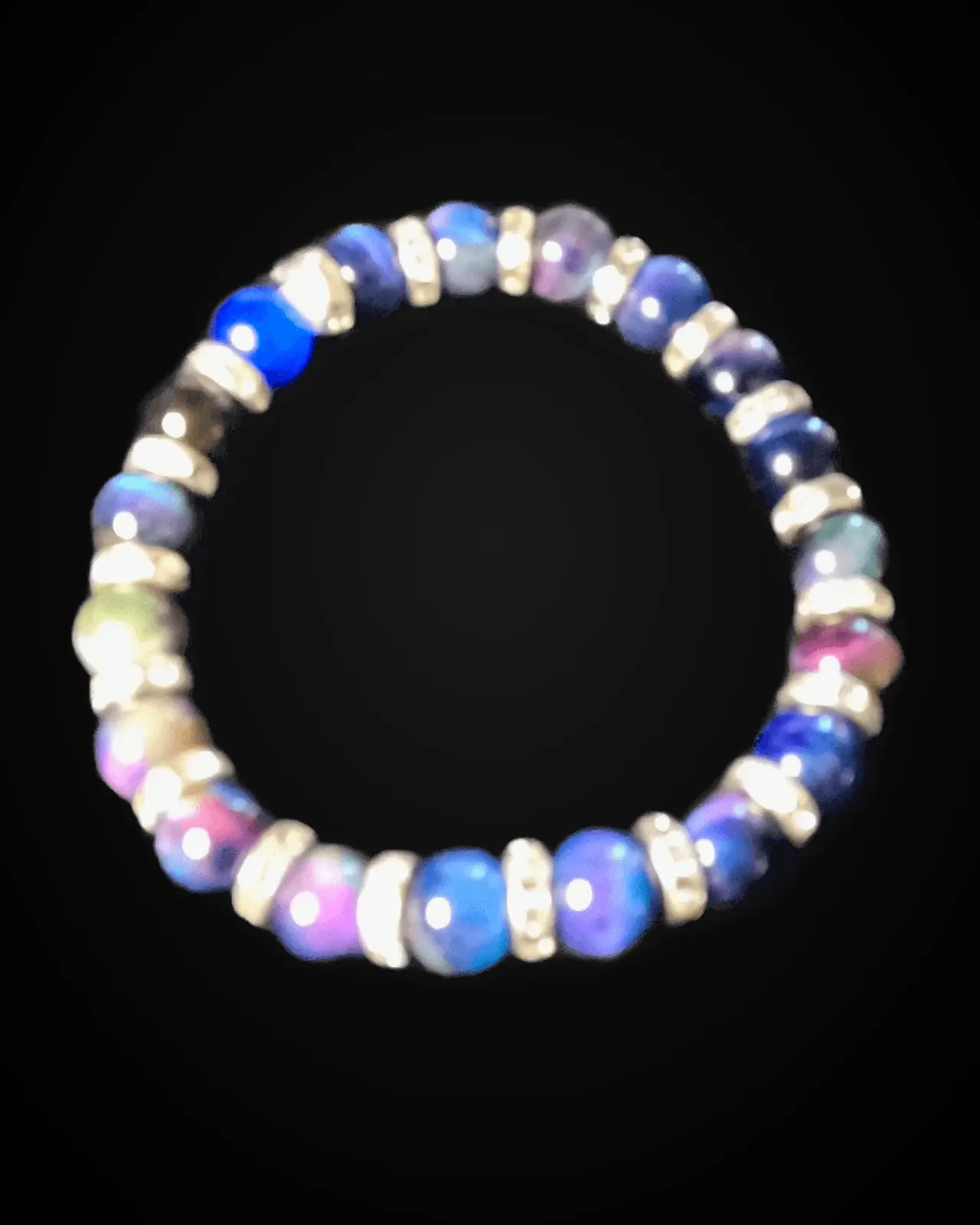 Indigo Spark — Blue-violet cat’s-eye & crystal rings